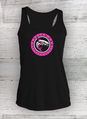 HD FISH Pro - Ladies Competitor™ Racerback Tank - Black - Circle Series - Walleye Catfish Crappie Bass