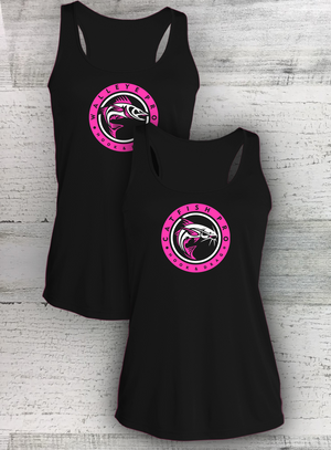 HD FISH Pro - Ladies Competitor™ Racerback Tank - Black - Circle Series - Walleye Catfish Crappie Bass
