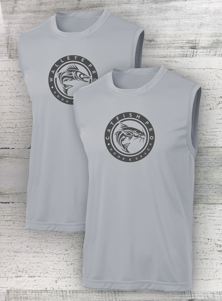 HD Fish -Sleeveless - Circle Series Pro- PosiCharge® Competitor™ Tee- available in Walleye Catfish Crappie Bass