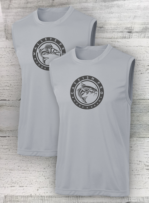 HD Fish -Sleeveless - Circle Series Pro- PosiCharge® Competitor™ Tee- available in Walleye Catfish Crappie Bass
