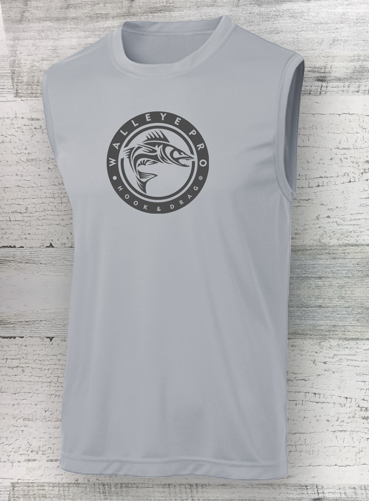 HD Fish -Sleeveless - Circle Series Pro- PosiCharge® Competitor™ Tee- available in Walleye Catfish Crappie Bass