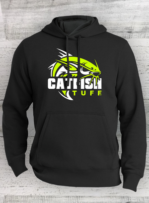 CatfishTuff - Modern Retro Catfish Hoodie - Cotton Blend - Black Pullover Hooded Sweatshirt